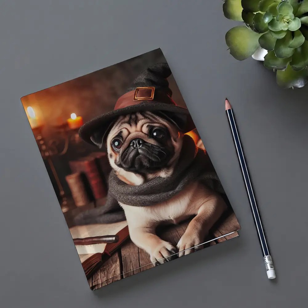 Wizard Pug Dog Wearing Witch Hat Candles – Notebooks