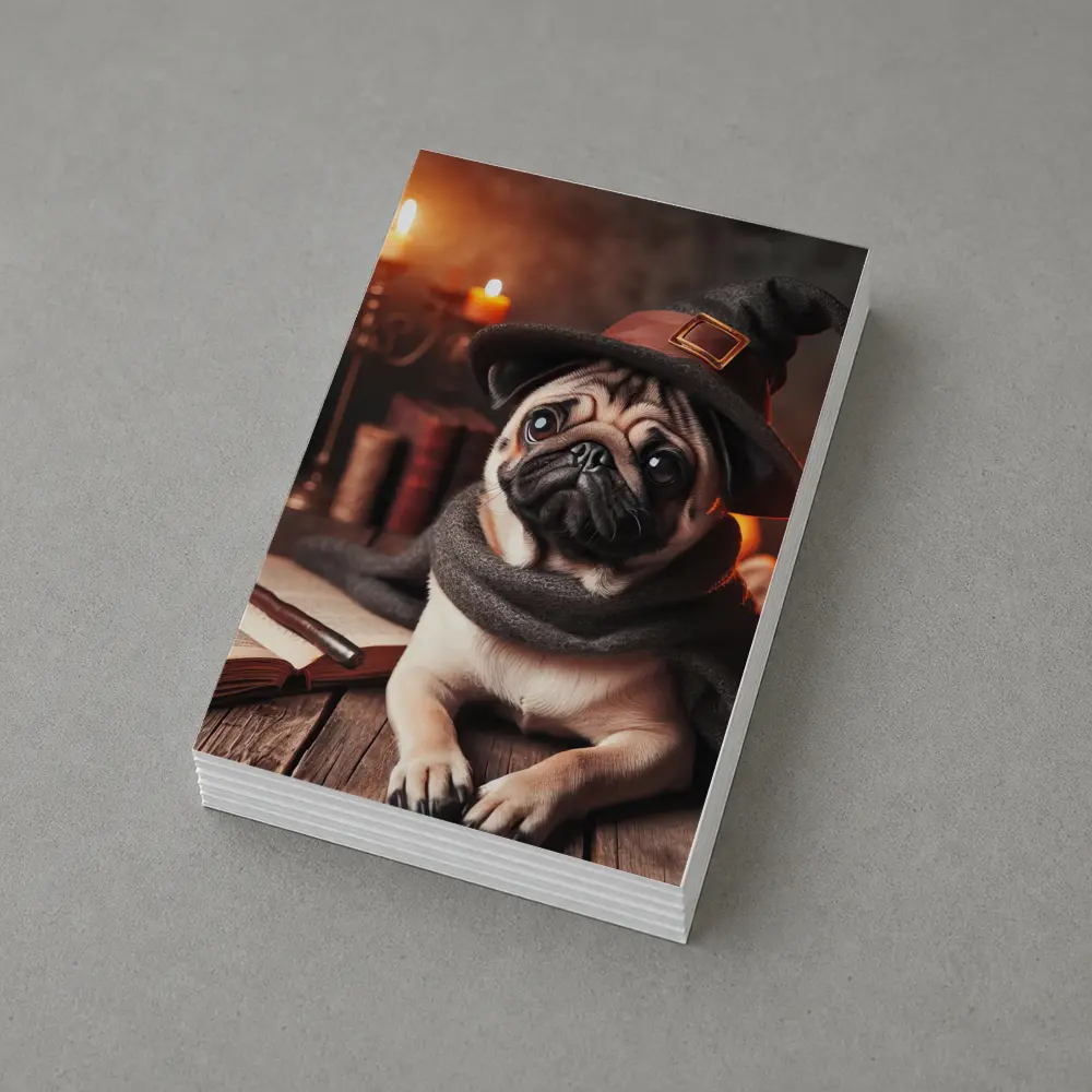 Wizard Pug Dog Wearing Witch Hat Candles – Postcards