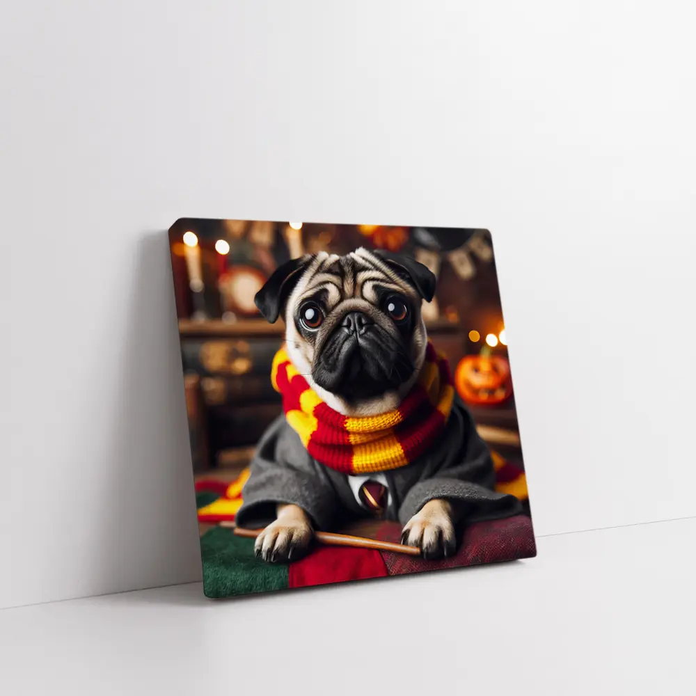 Pug Dog Wizard Costume Halloween Setting – Wall Art