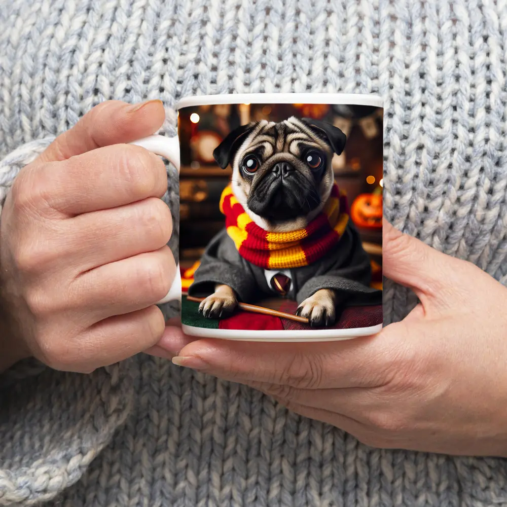 Pug Dog Wizard Costume Halloween Setting – Mugs
