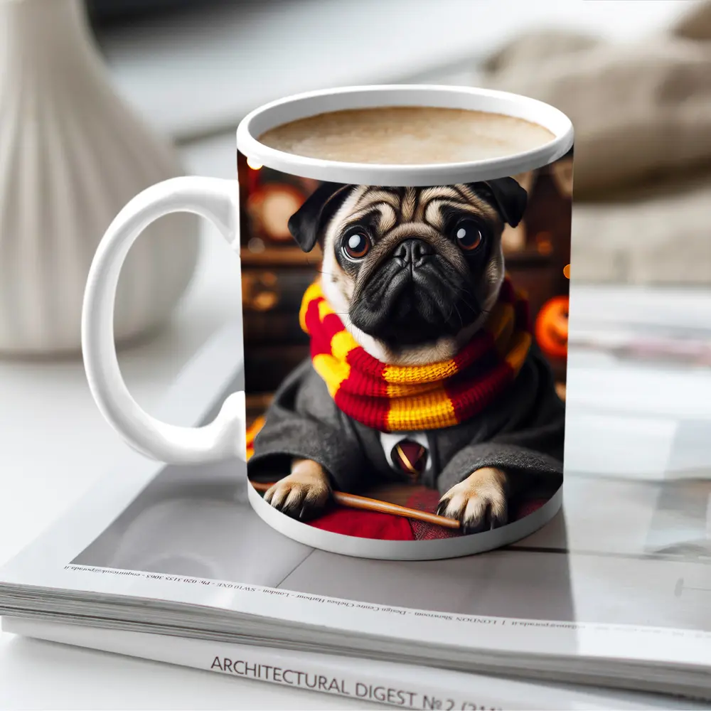 Pug Dog Wizard Costume Halloween Setting – Mugs
