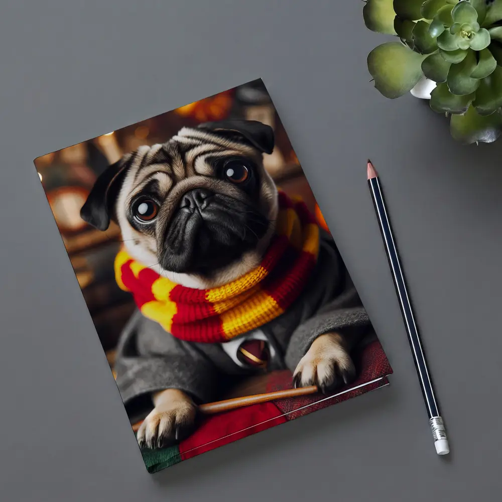 Pug Dog Wizard Costume Halloween Setting – Notebooks