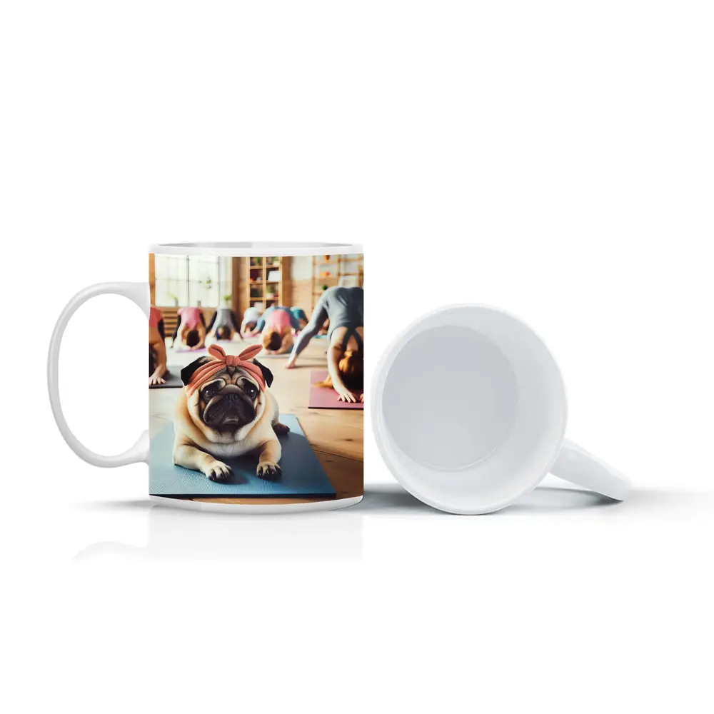Pug Dog Wearing Headband Yoga Studio – Mugs