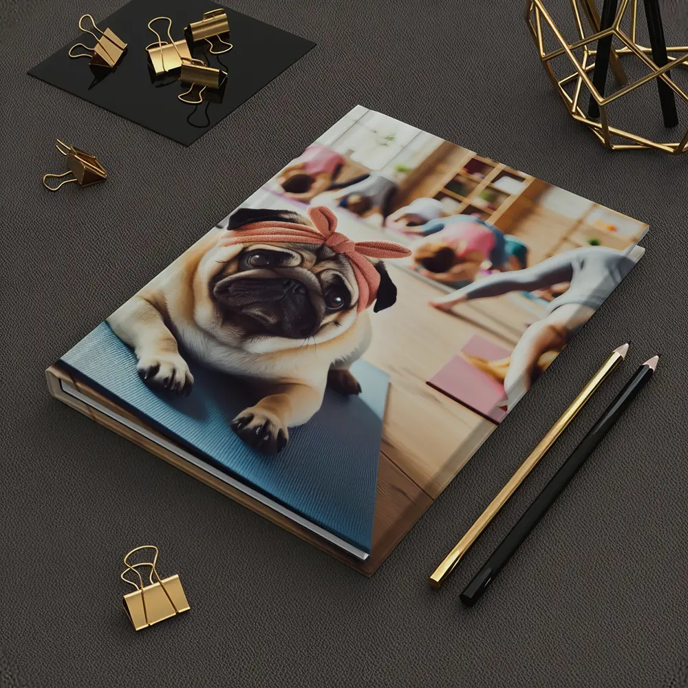 Pug Dog Wearing Headband Yoga Studio – Notebooks