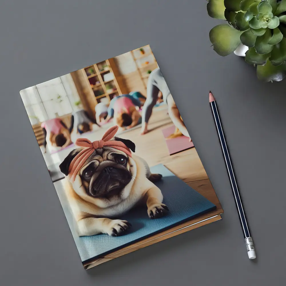 Pug Dog Wearing Headband Yoga Studio – Notebooks