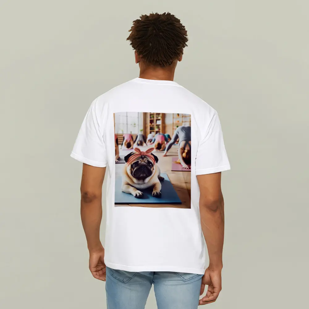 Pug Dog Wearing Headband Yoga Studio – T-Shirts