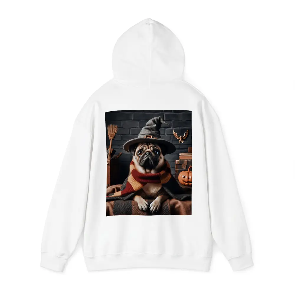 Pug Dog Wizard Hat Halloween Spooky Setting – Hoodies