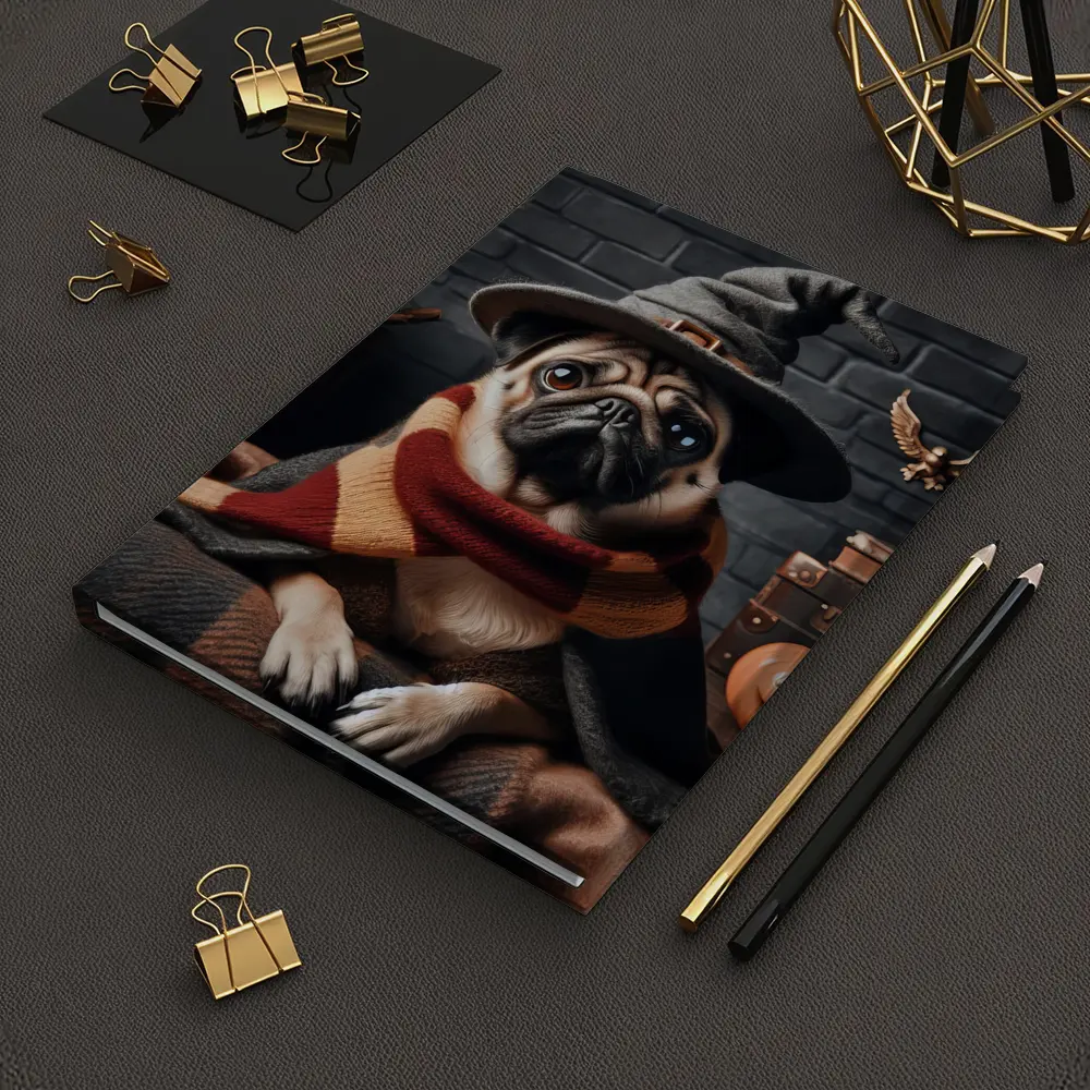 Pug Dog Wizard Hat Halloween Spooky Setting – Notebooks