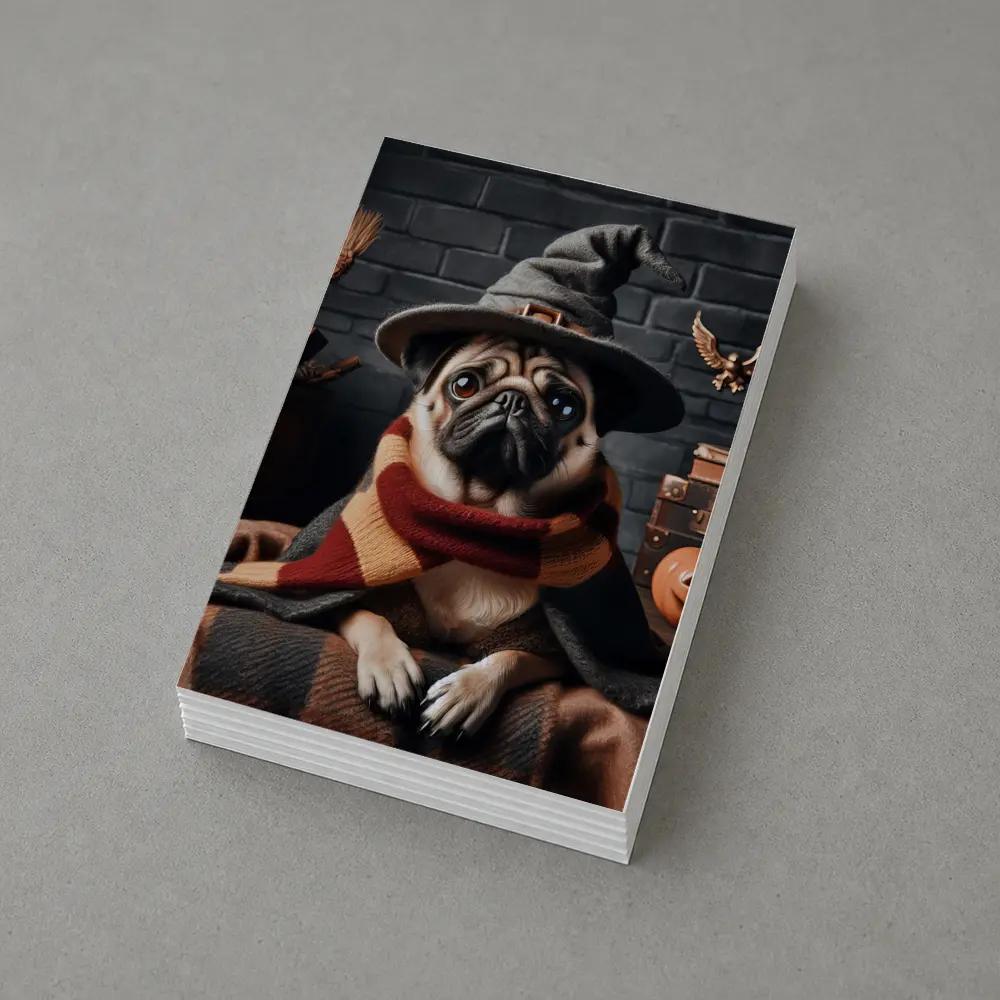 Pug Dog Wizard Hat Halloween Spooky Setting – Postcards