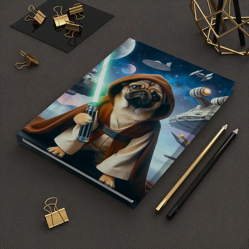 Pug Jedi Space Battle Galaxy Background – Notebooks