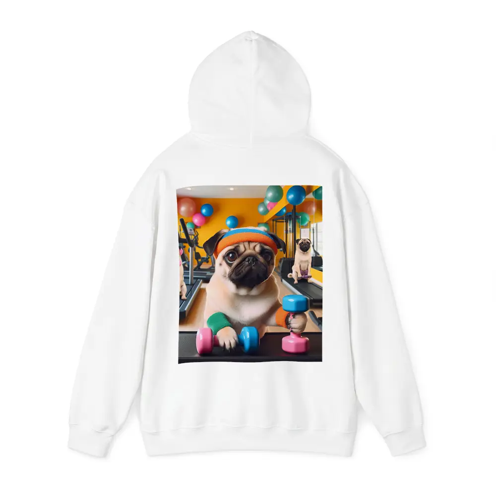 Pugs Working Out in Colorful Gym – Hoodies
