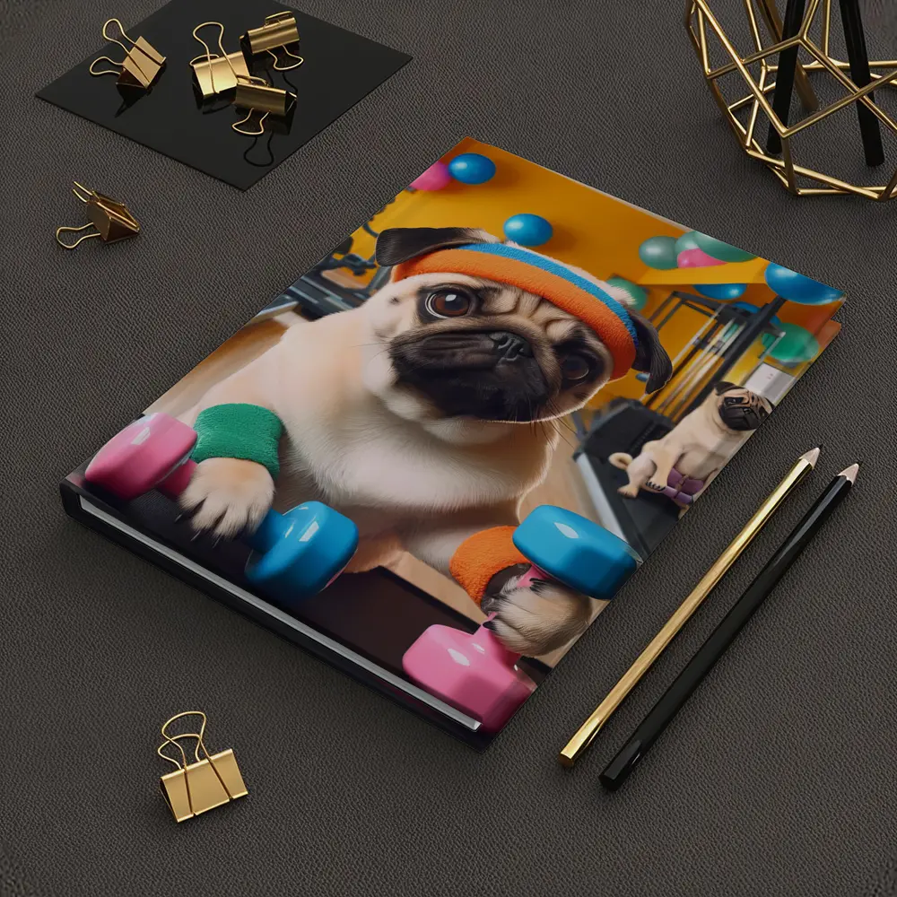 Pugs Working Out in Colorful Gym – Notebooks
