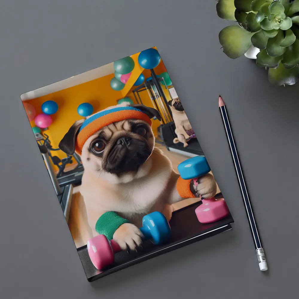 Pugs Working Out in Colorful Gym – Notebooks