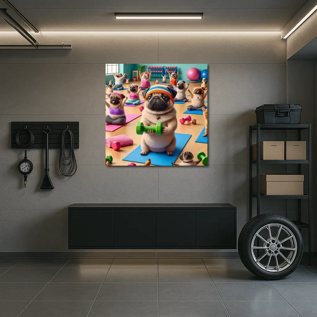 Pug Dog Workout Fitness Gym Class – Wall Art