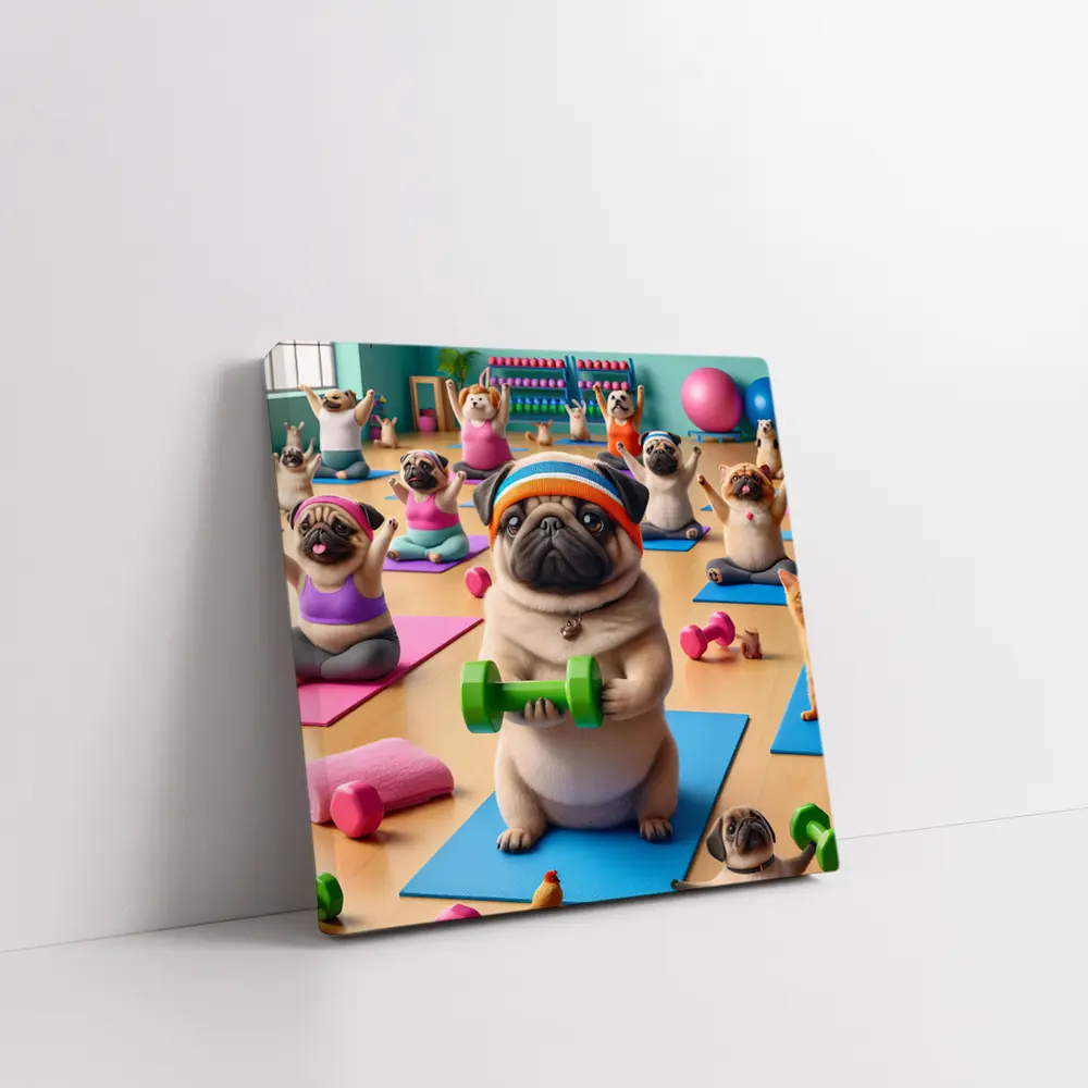 Pug Dog Workout Fitness Gym Class – Wall Art