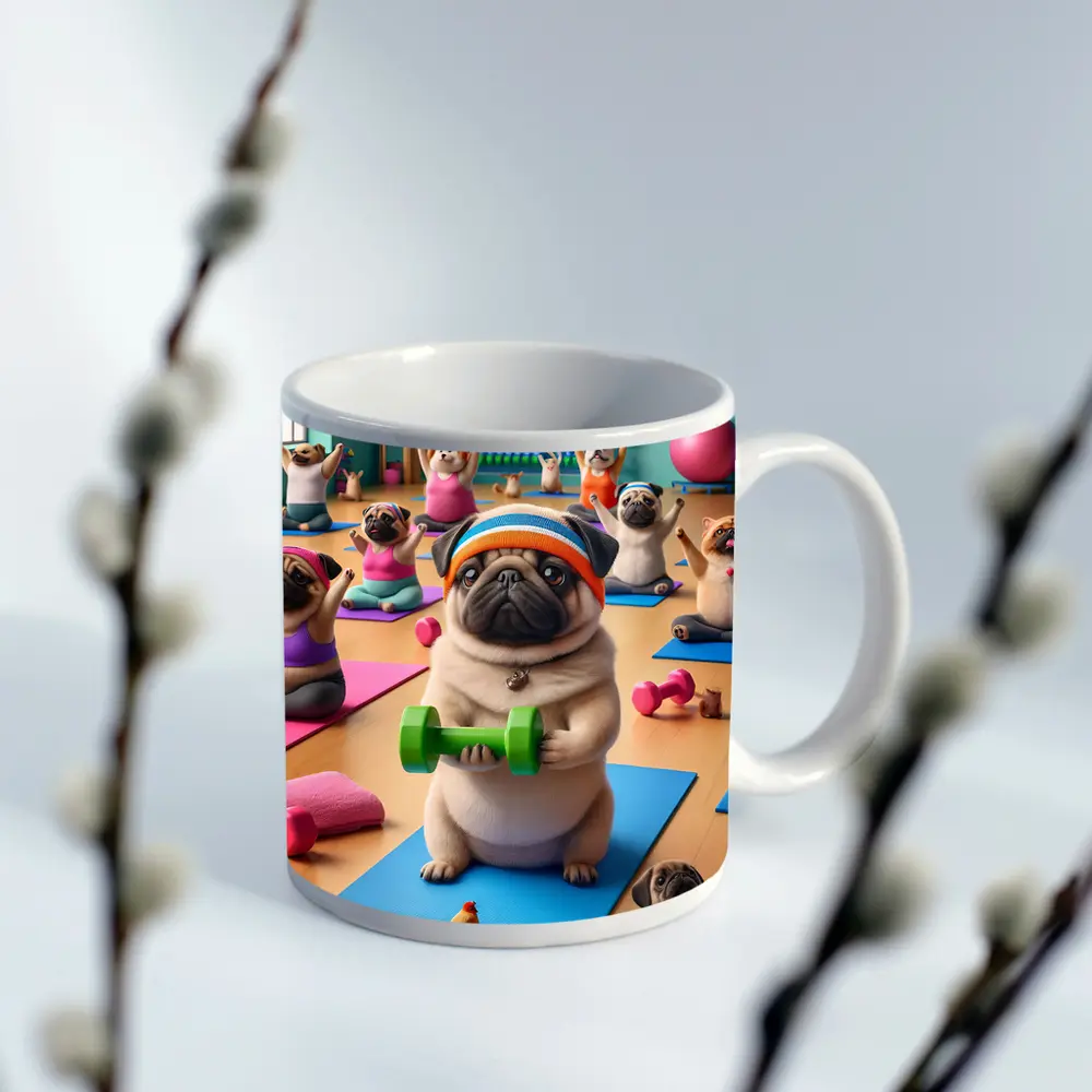 Pug Dog Workout Fitness Gym Class – Mugs