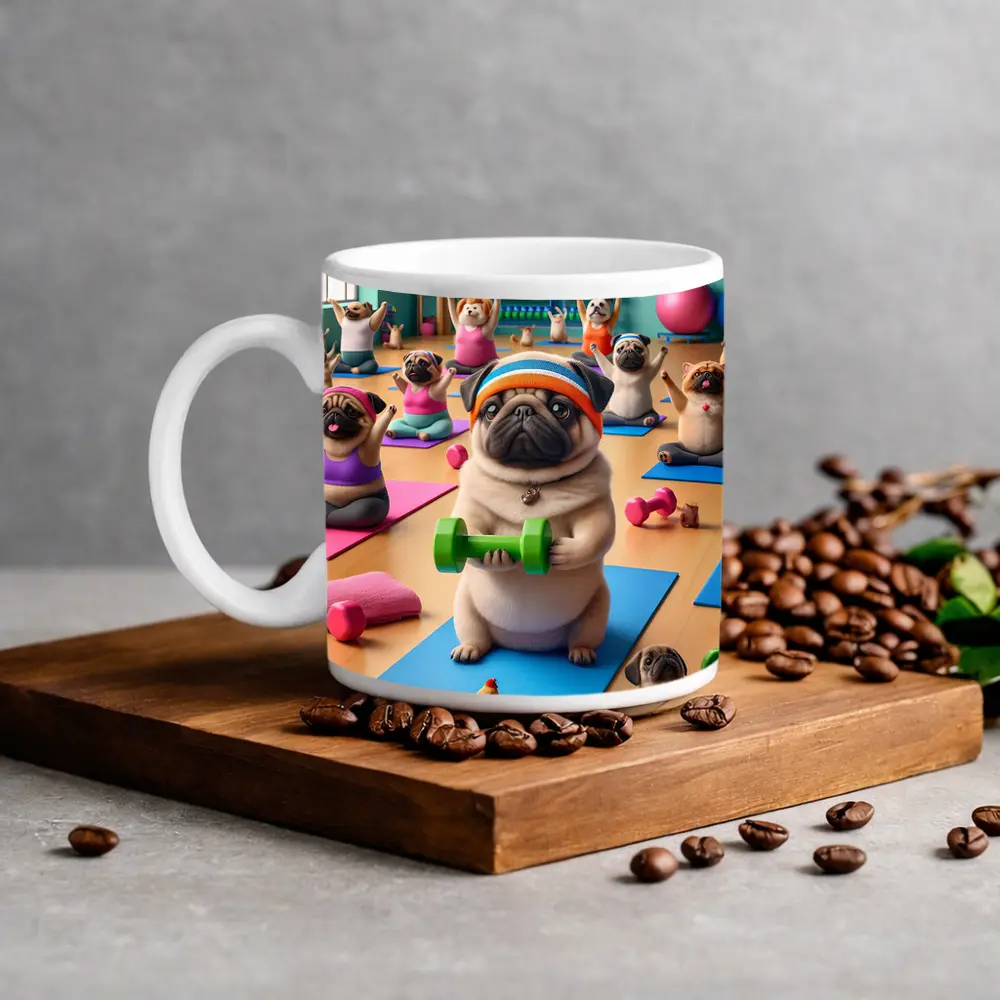 Pug Dog Workout Fitness Gym Class – Mugs