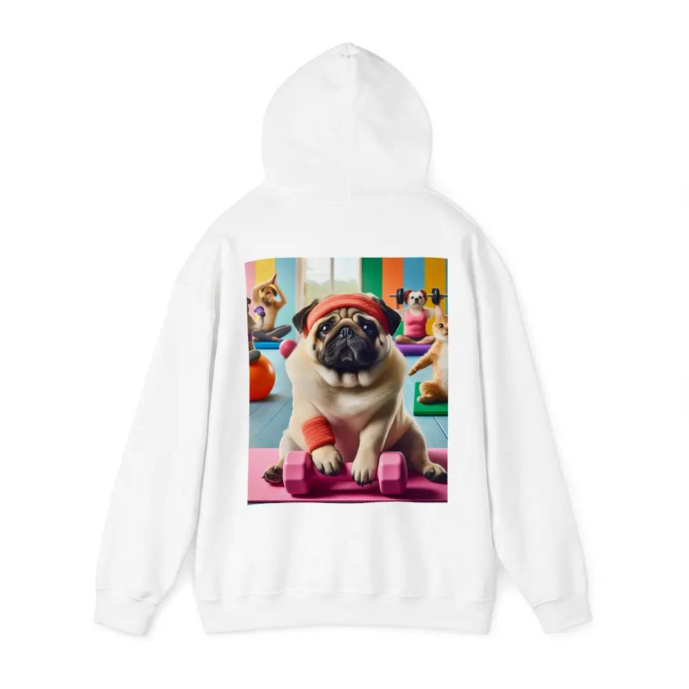 Pug Dog Working Out In Colorful Gym – Hoodies