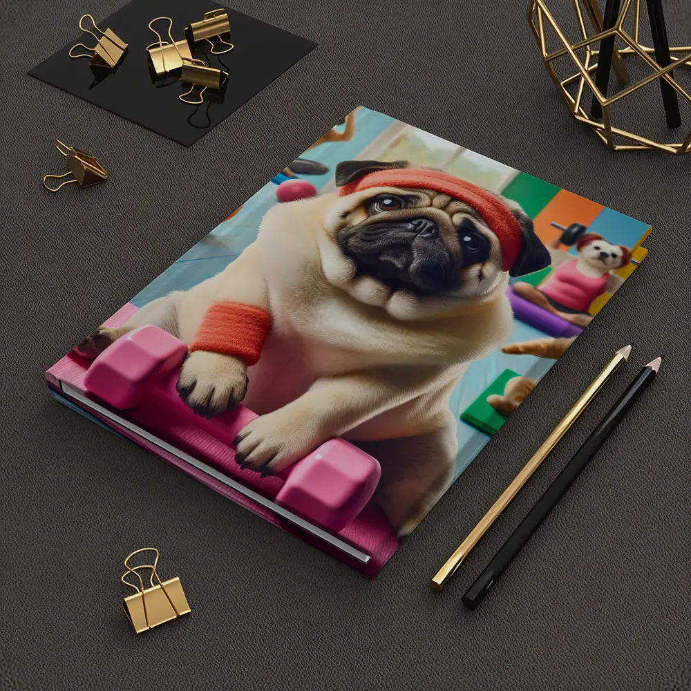 Pug Dog Working Out In Colorful Gym – Notebooks