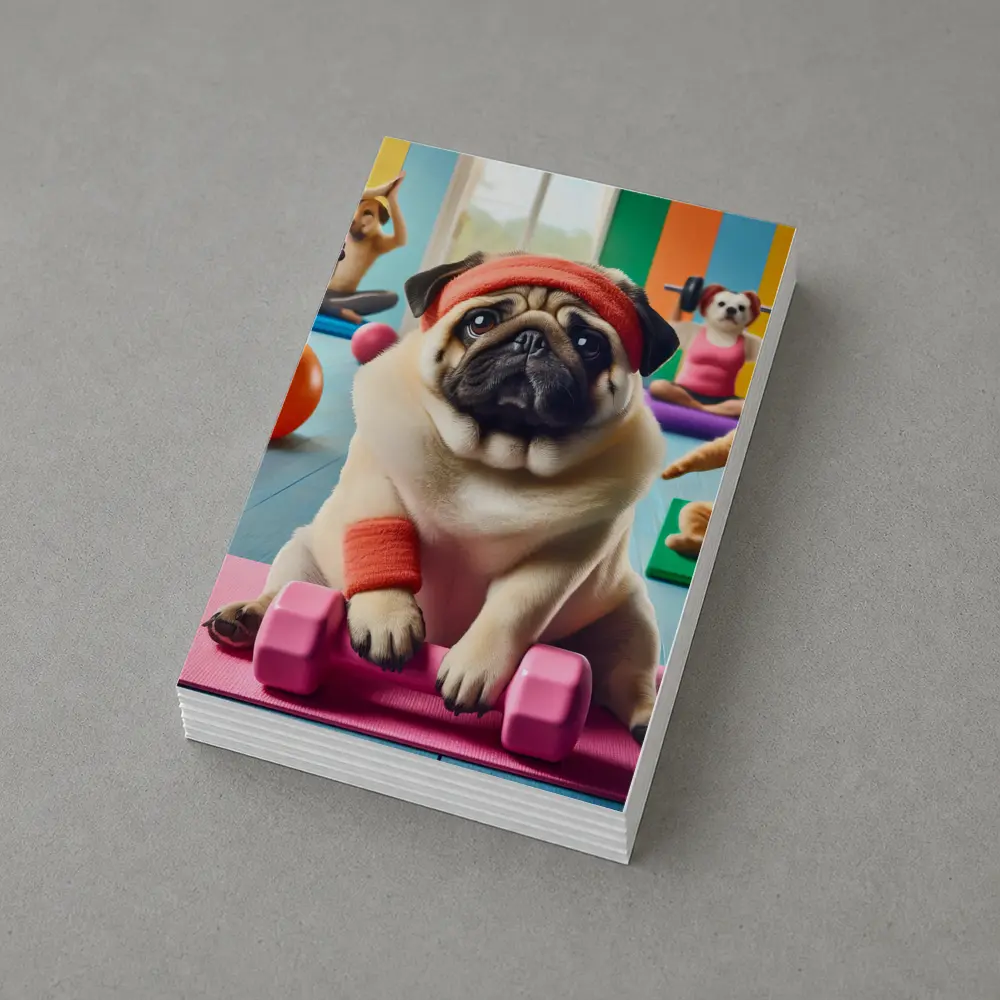 Pug Dog Working Out In Colorful Gym – Postcards