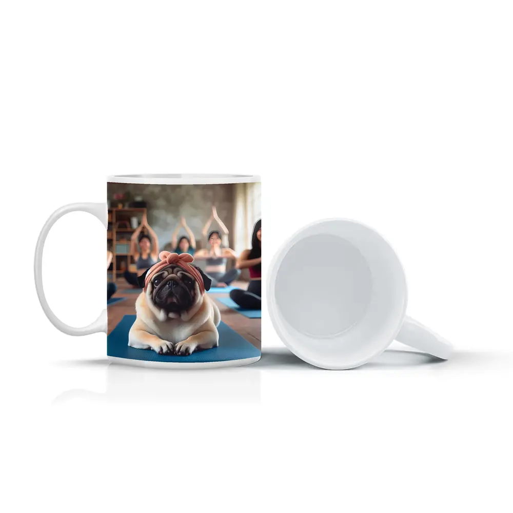 Pug Dog Wearing Headband Yoga Class – Mugs
