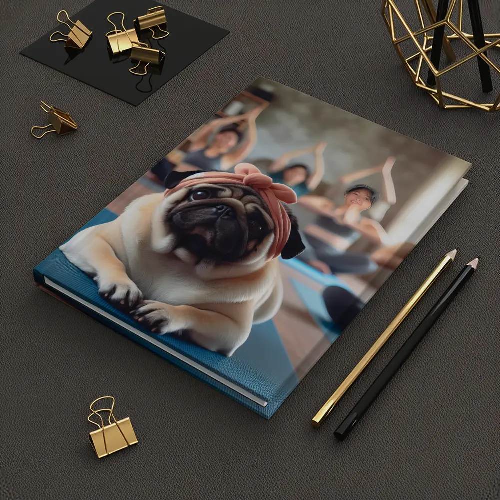 Pug Dog Wearing Headband Yoga Class – Notebooks