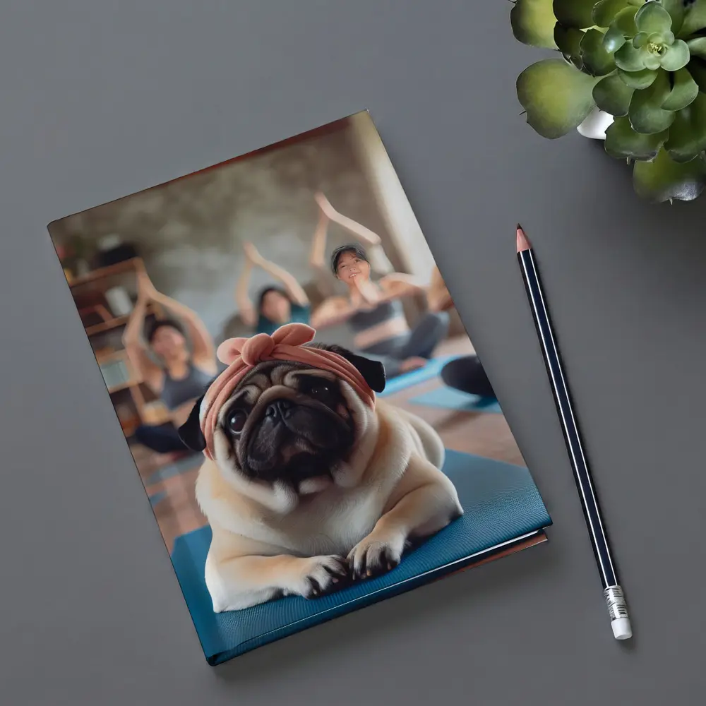 Pug Dog Wearing Headband Yoga Class – Notebooks
