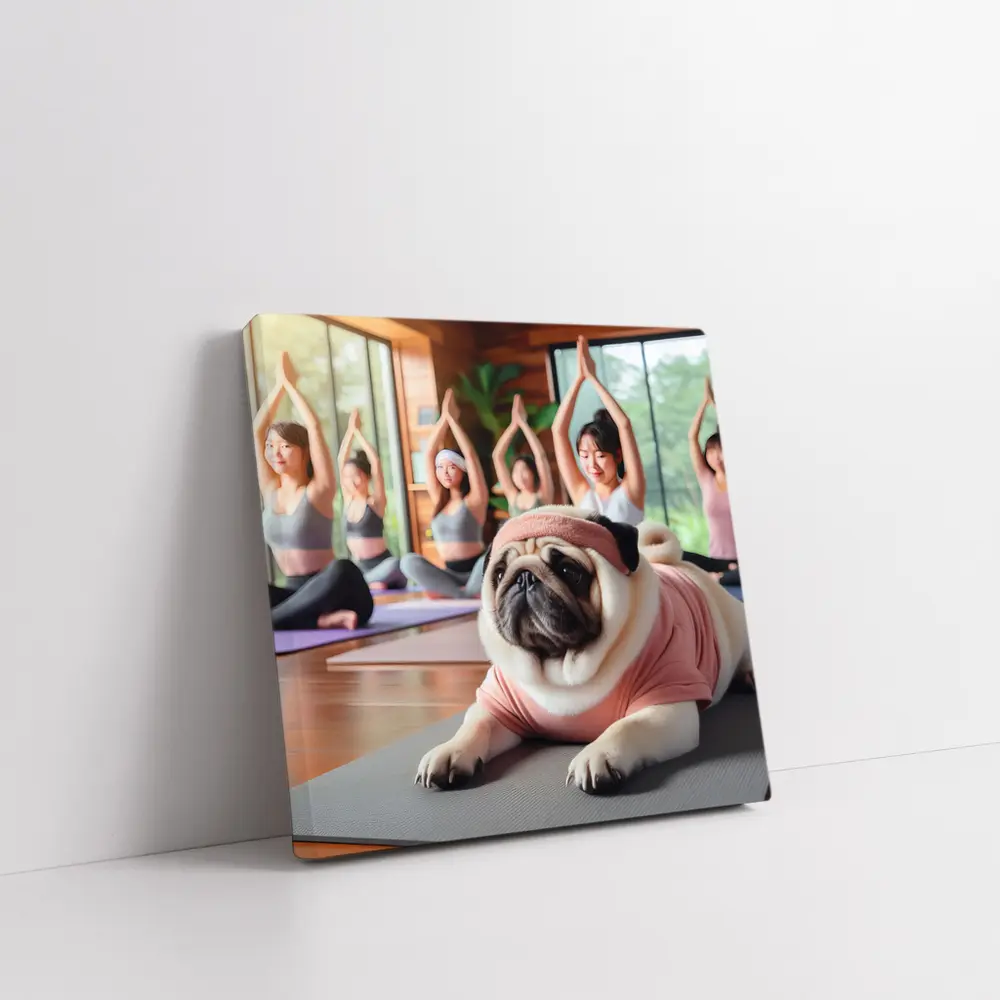 Pug Dog Yoga Class Studio Setting – Wall Art