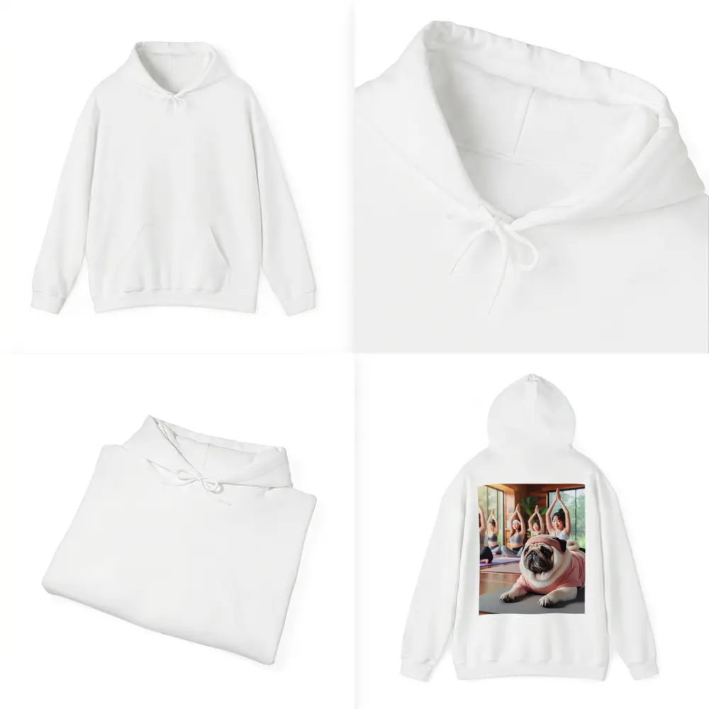 Pug Dog Yoga Class Studio Setting – Hoodies