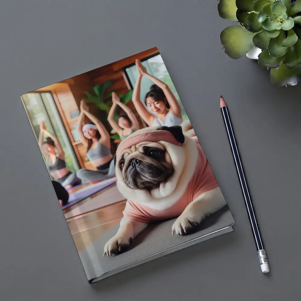 Pug Dog Yoga Class Studio Setting – Notebooks