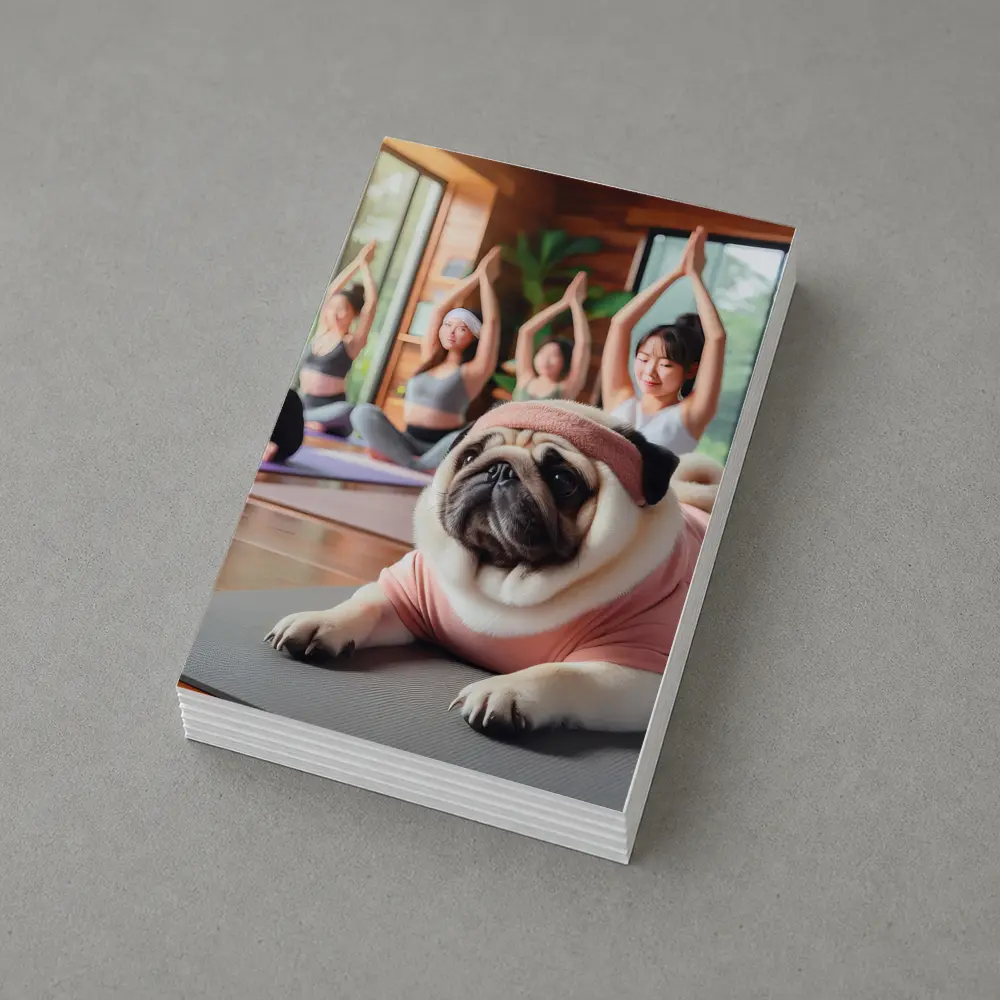 Pug Dog Yoga Class Studio Setting – Postcards