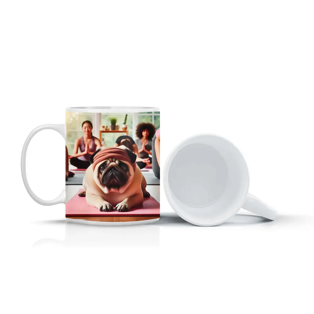 Pug Dog Wearing Headband Yoga Class – Mugs