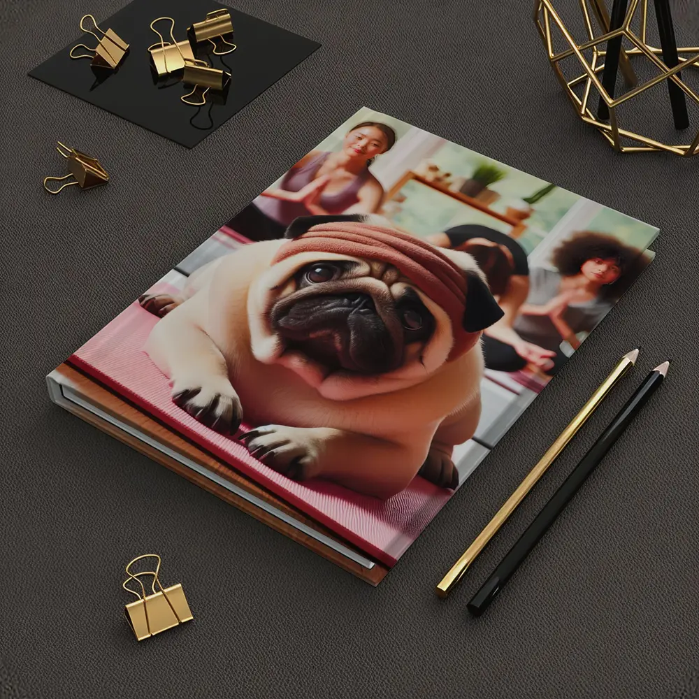 Pug Dog Wearing Headband Yoga Class – Notebooks