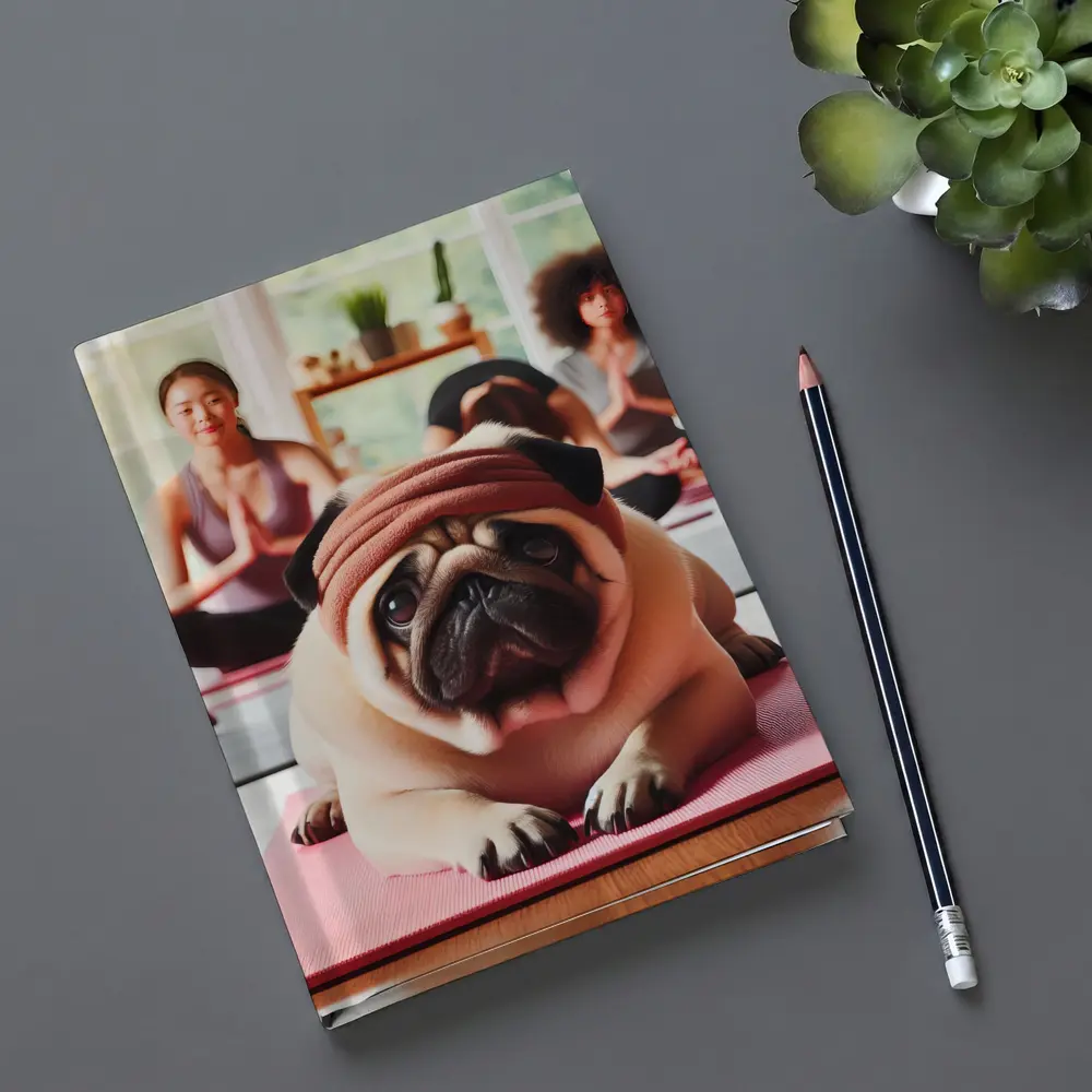Pug Dog Wearing Headband Yoga Class – Notebooks