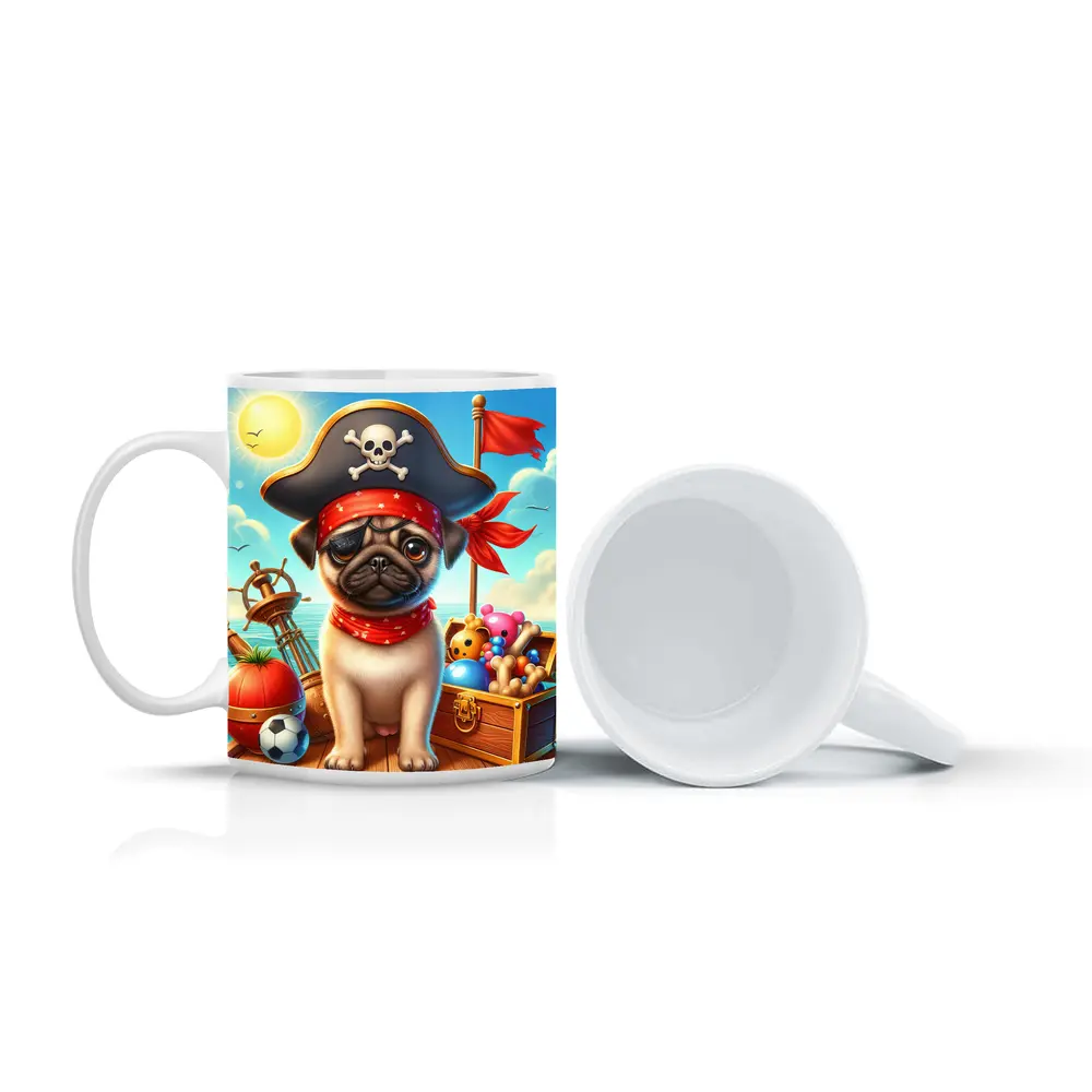 Pirate Pug Puppy on Ocean Ship – Mugs