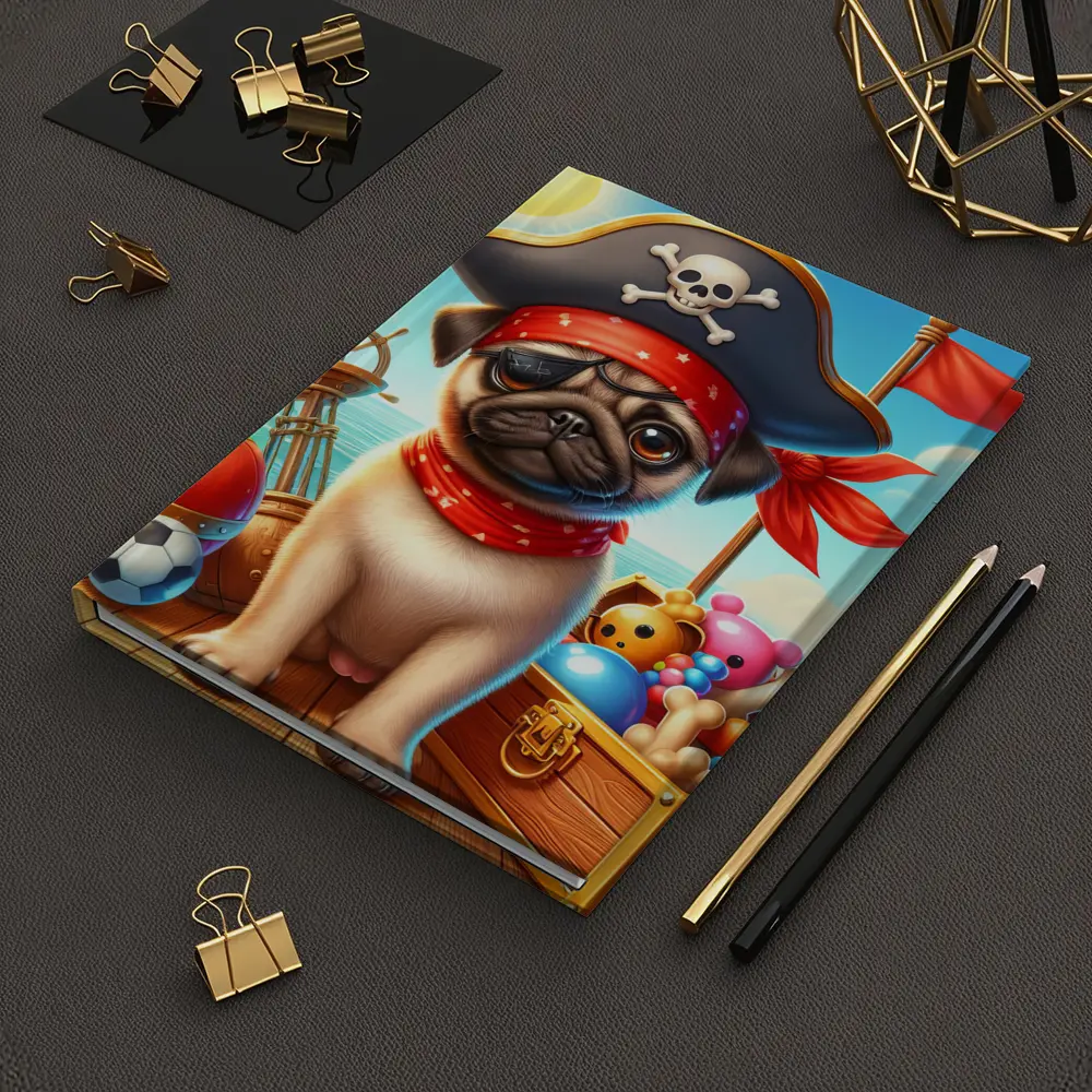 Pirate Pug Puppy on Ocean Ship – Notebooks