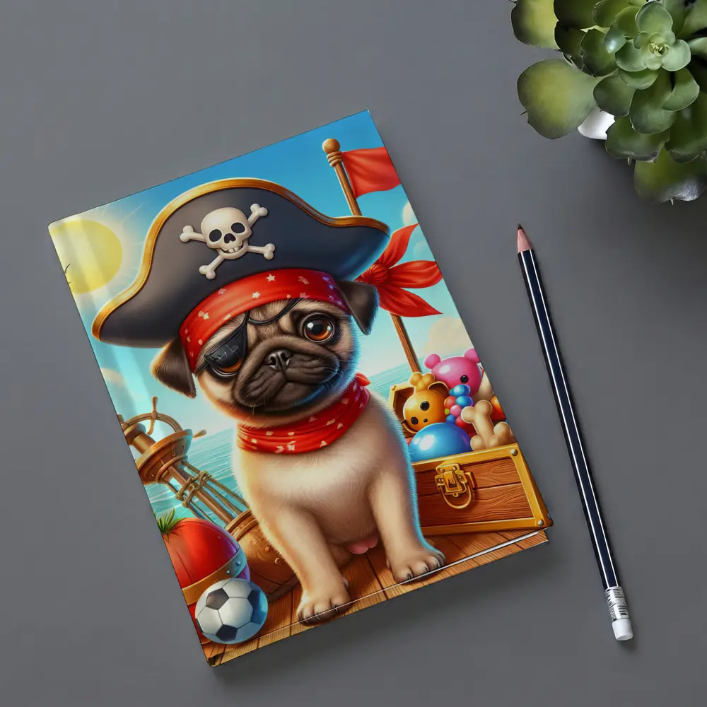 Pirate Pug Puppy on Ocean Ship – Notebooks
