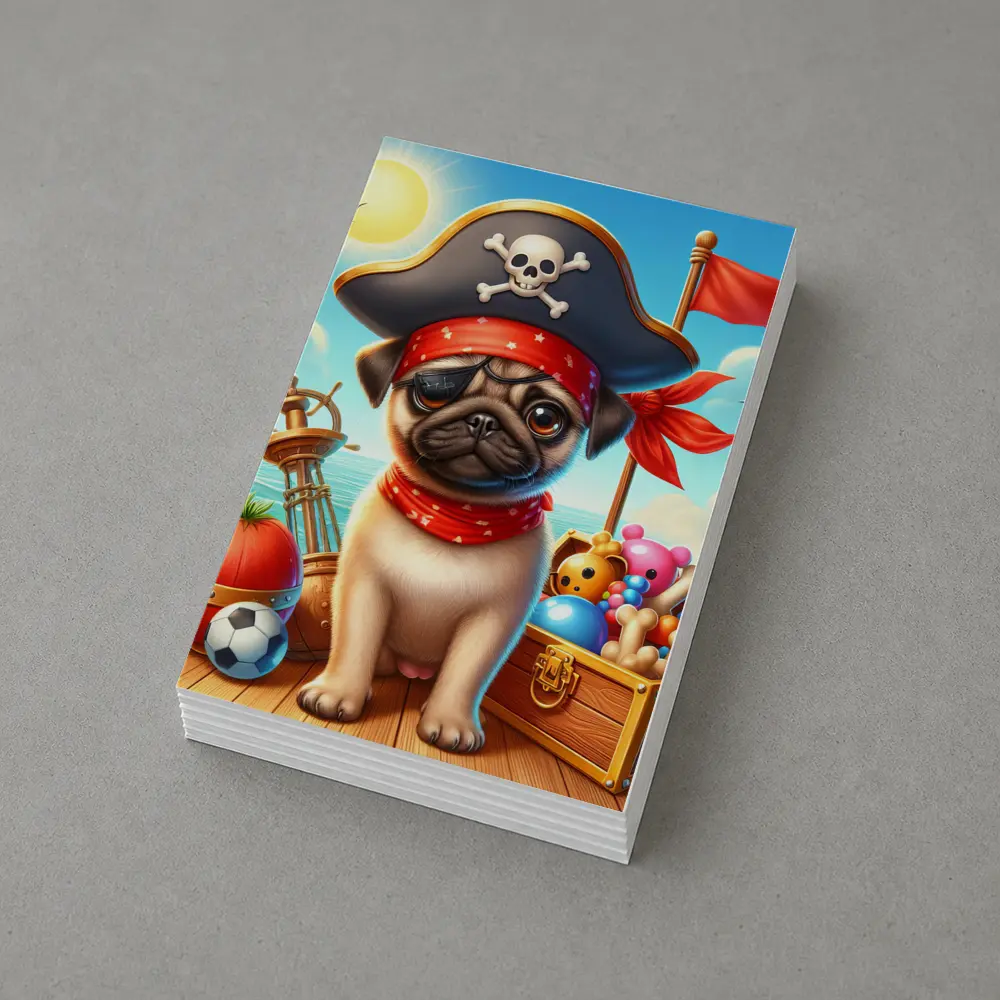 Pirate Pug Puppy on Ocean Ship – Postcards