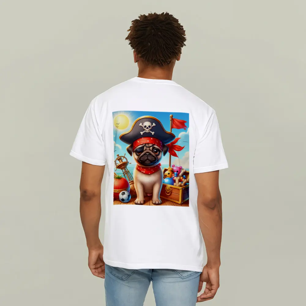 Pirate Pug Puppy on Ocean Ship – T-Shirts