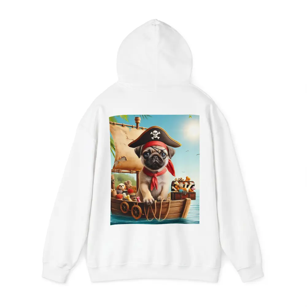 Pug Puppy Pirate Captain On Wooden Boat – Hoodies