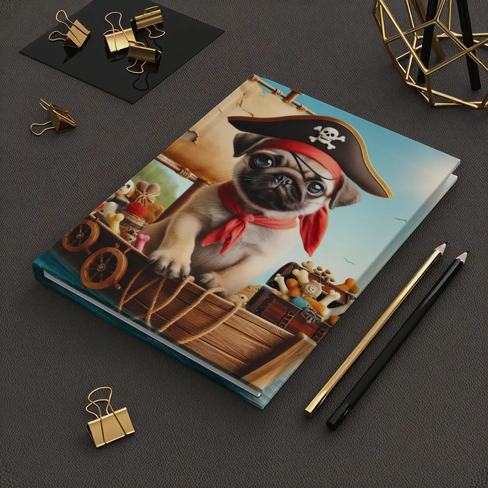 Pug Puppy Pirate Captain On Wooden Boat – Notebooks