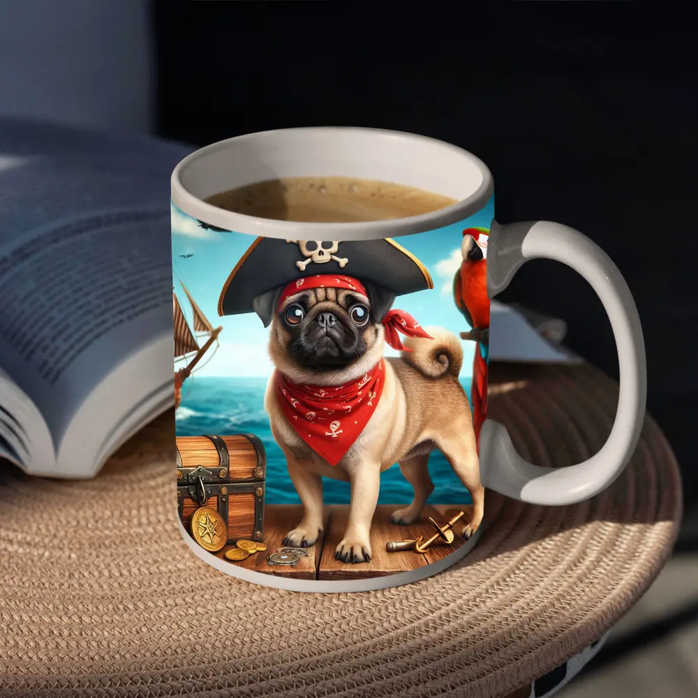 Pug Pirate Dog Treasure Chest Ocean Adventure – Mugs