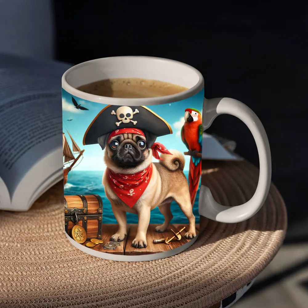 Pug Pirate Dog Treasure Chest Ocean Adventure – Mugs
