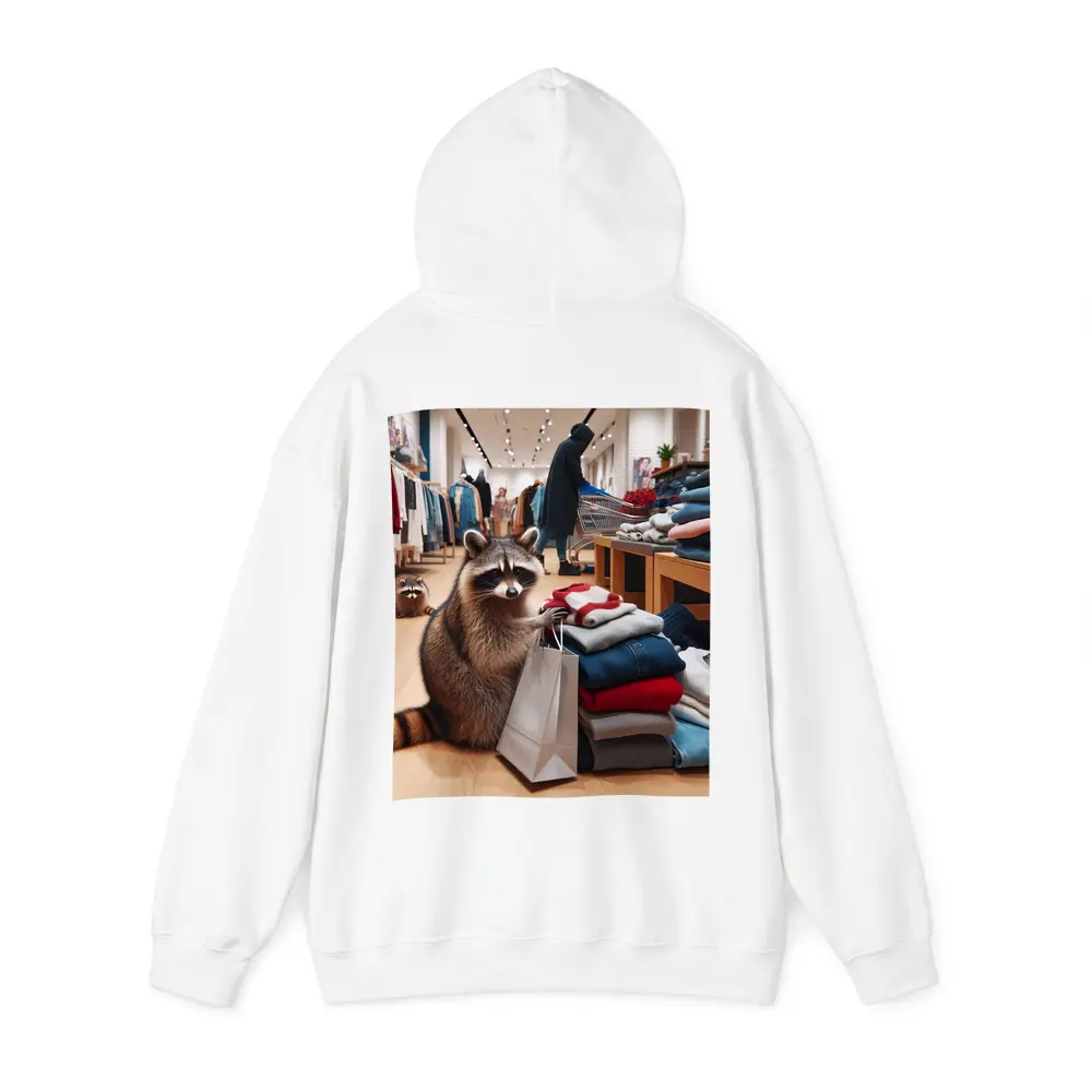 Raccoon Shopping In Clothing Store – Hoodies