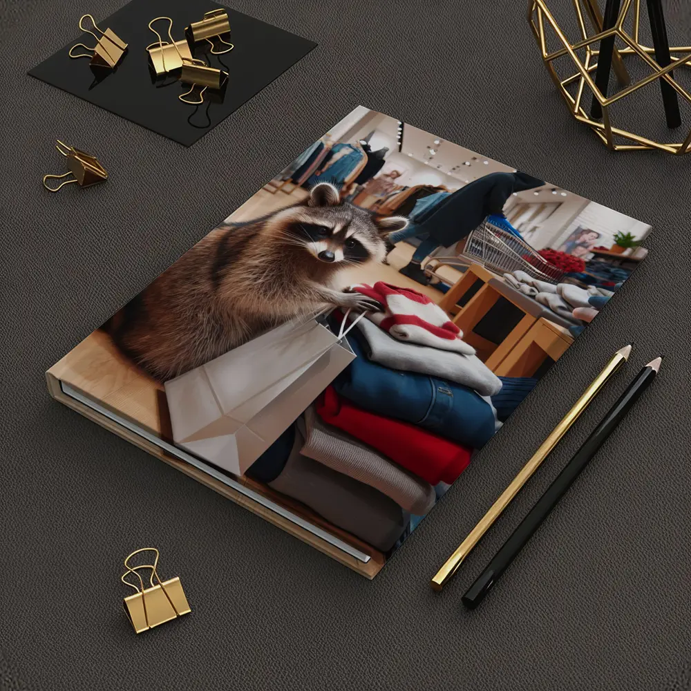 Raccoon Shopping In Clothing Store – Notebooks