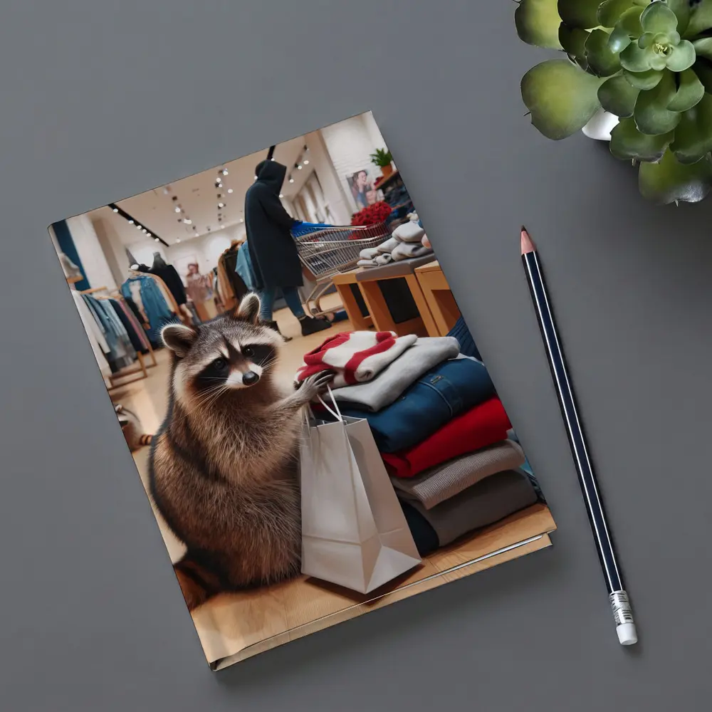 Raccoon Shopping In Clothing Store – Notebooks