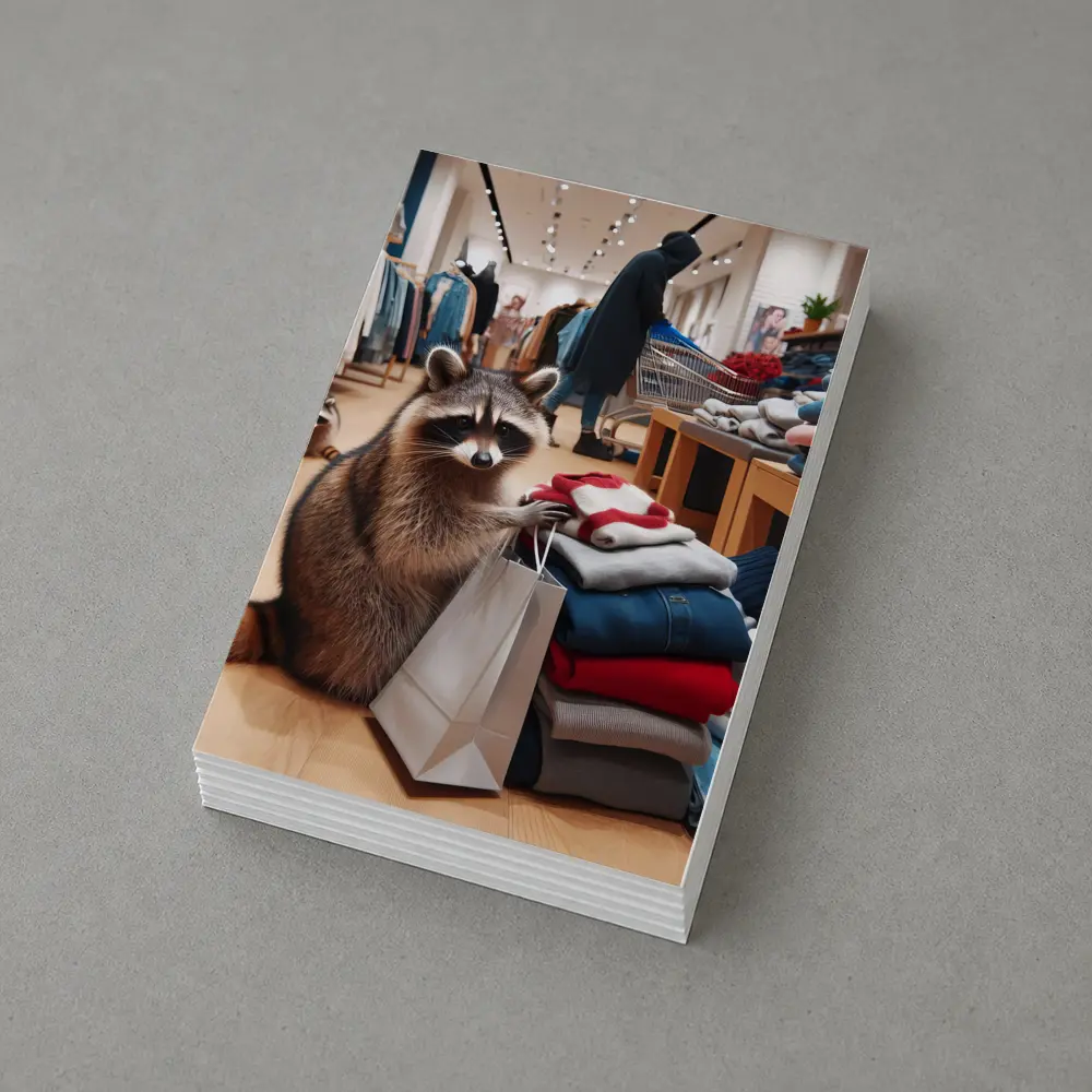 Raccoon Shopping In Clothing Store – Postcards