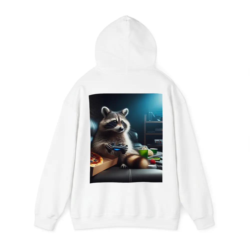 Raccoon Gaming With Pizza Night Scene – Hoodies