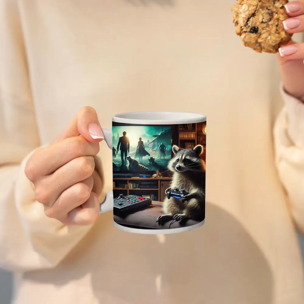 Raccoon Gaming Controller Cozy Living Room – Mugs