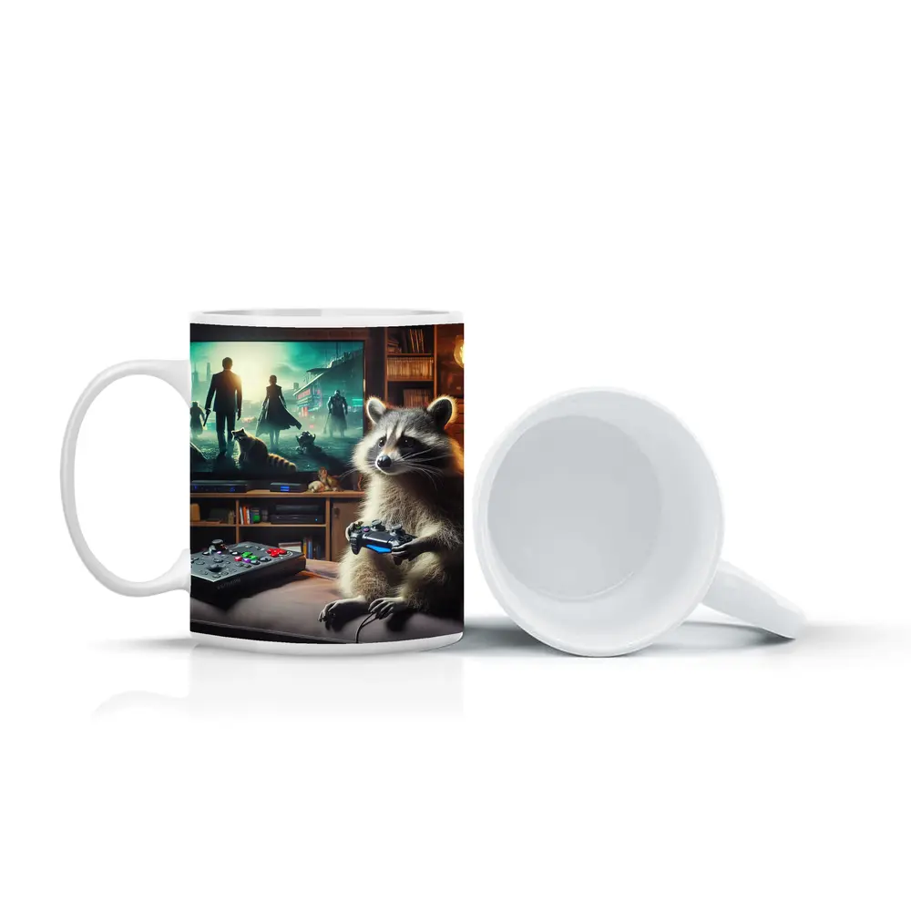 Raccoon Gaming Controller Cozy Living Room – Mugs